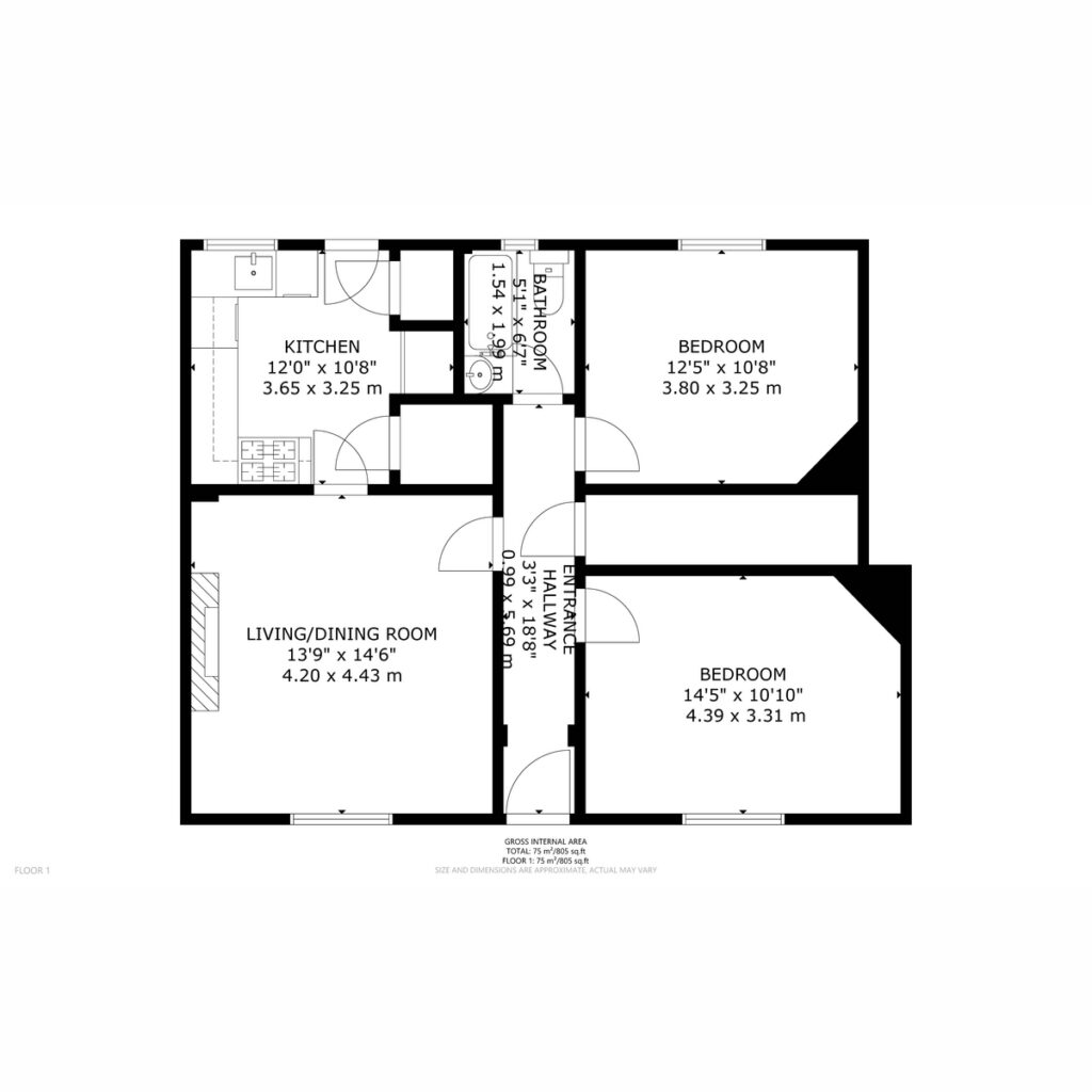 Floor plan, Dryden Street, Hamilton, ML3